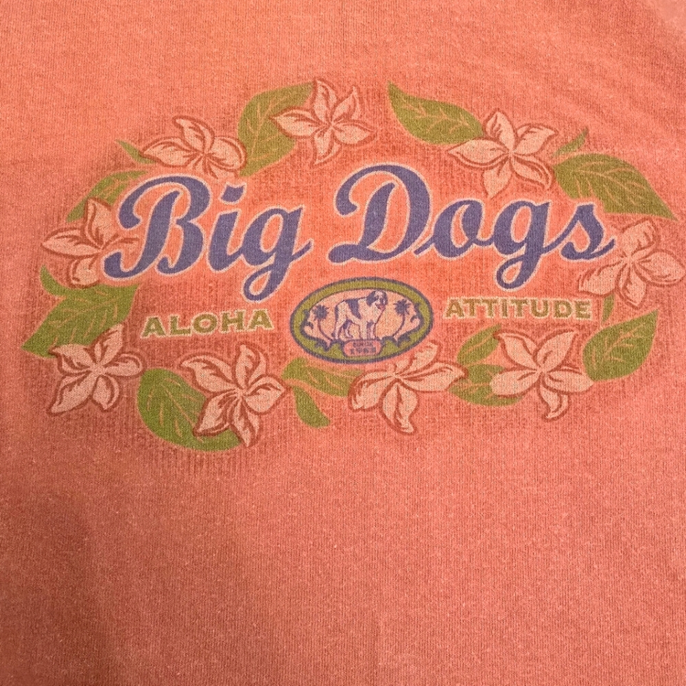 Big Dogs Y2K Graphic tshirt Aloha Attitude Peach Salmon color XLarge